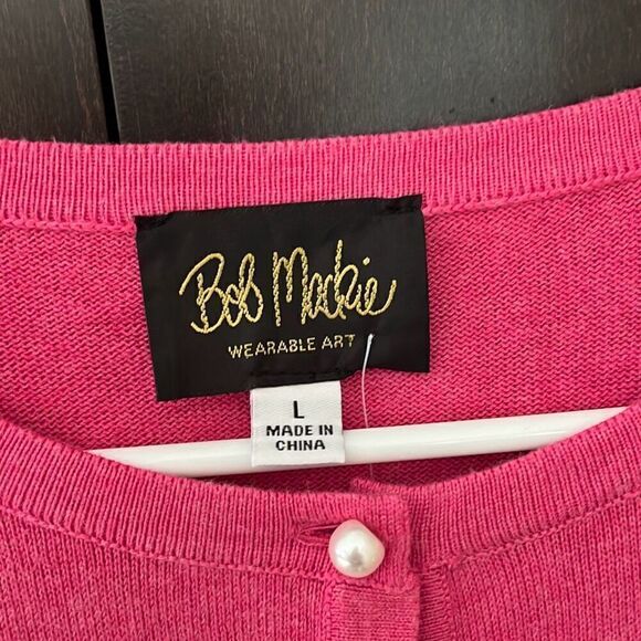 NWT Bob Mackie Scroll Design Pink Pearl Embellished Cardigan Large - Picture 4 of 6
